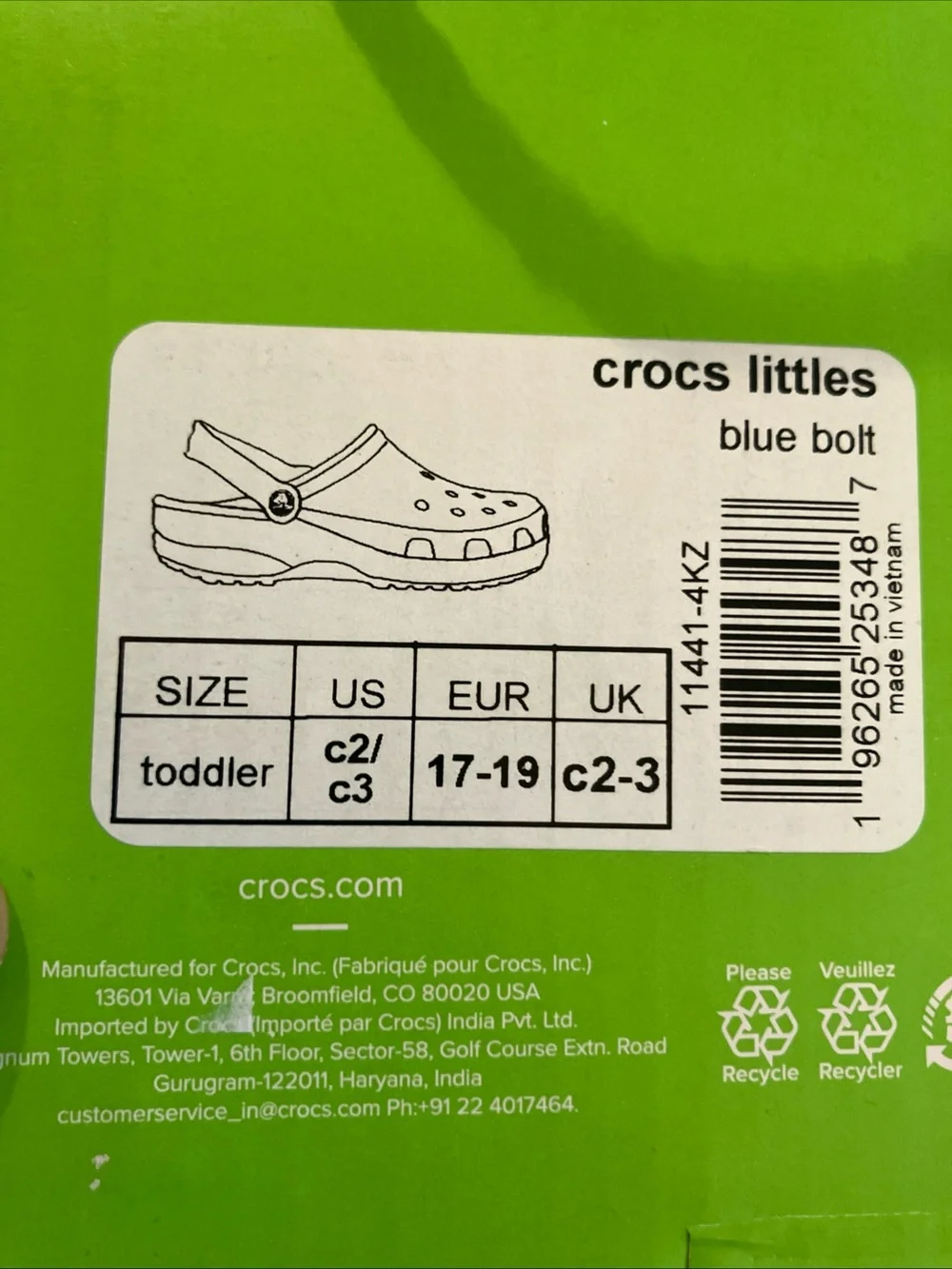 Crocs Littles Classic Clogs -  Blue bolt (11441)Toddler C2/C3 Shoes NWT